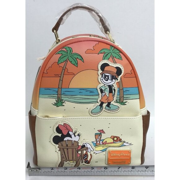 Disney Parks 2024 Mickey Minnie Beach Loungefly Mini Backpack Glow In Dark NEW main image 5
